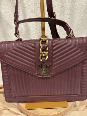 Badgley Mischka Burgundy Quilted Satchel Crossbody Bag New With Tags